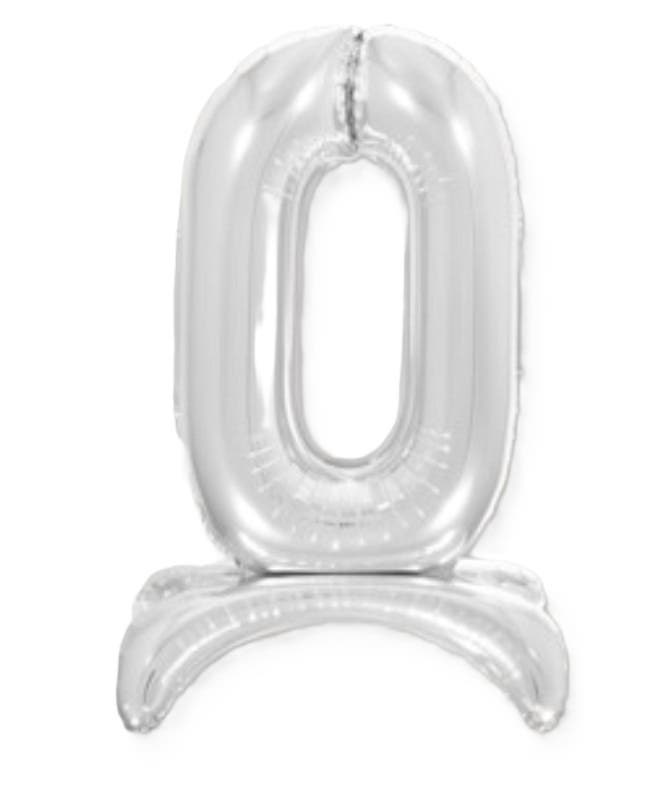 32" Standing Silver Number Balloon