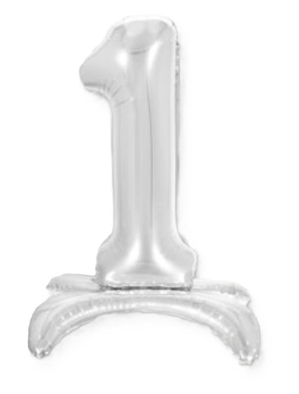 32" Standing Silver Number Balloon