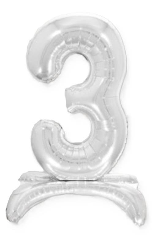 32" Standing Silver Number Balloon