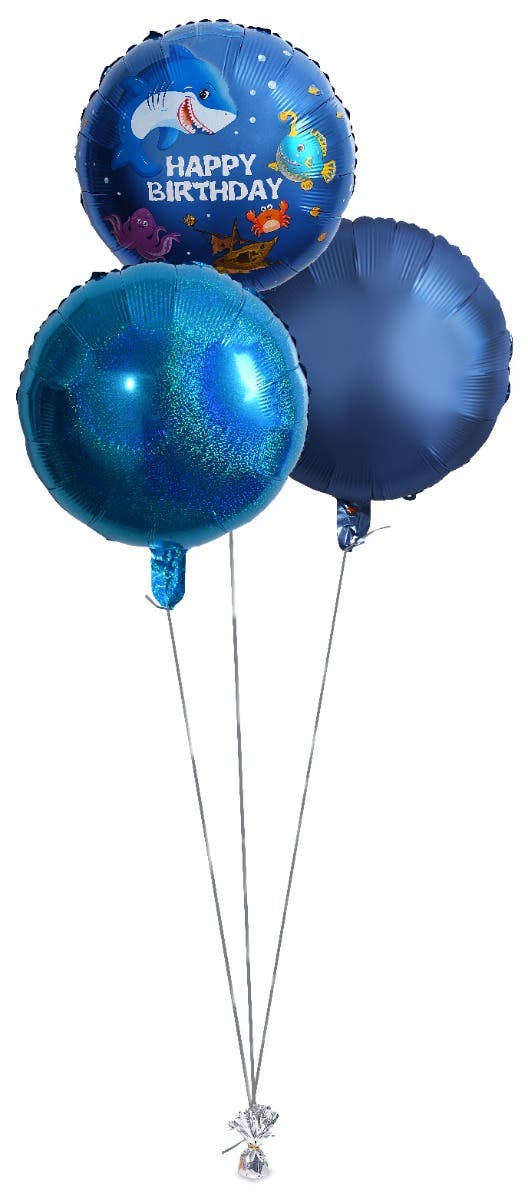 Blue Shark Birthday Balloon Bouquet (3)