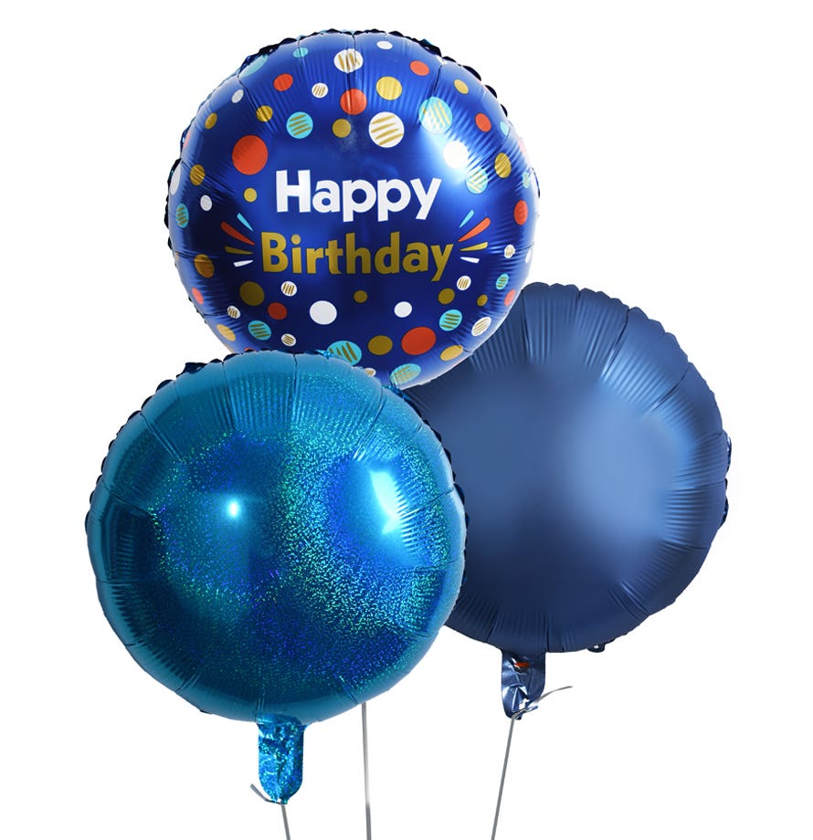 Metallic Blue Birthday Balloon Bouquet (3)