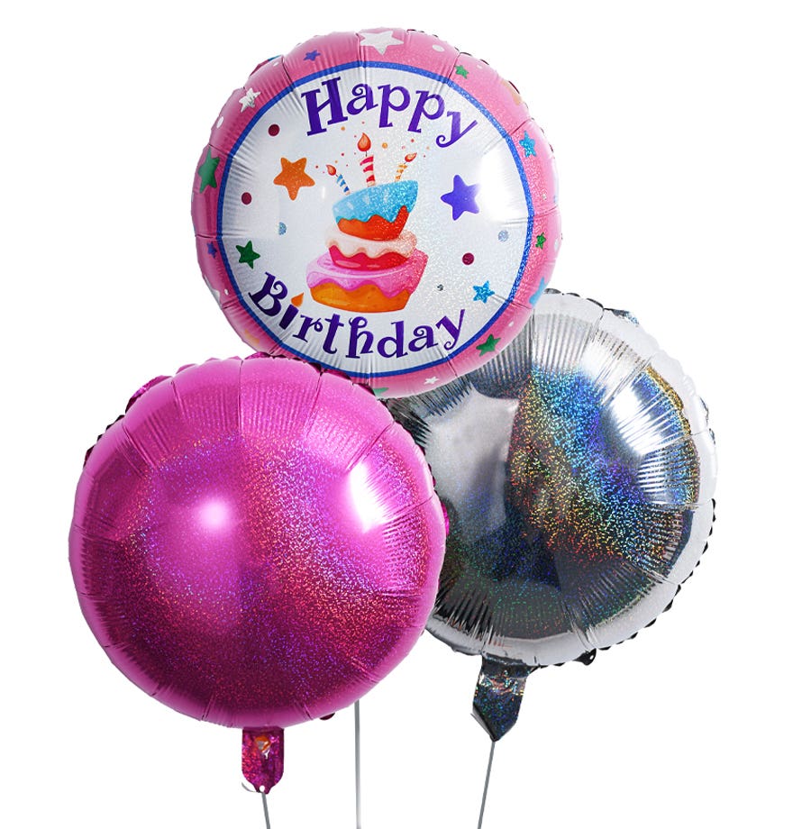 Metallic Pink Kid's Birthday Balloon Bouquet  (3)