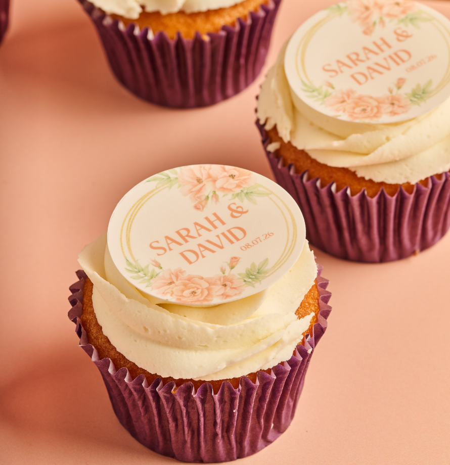 Pink Floral Wedding Cupcakes