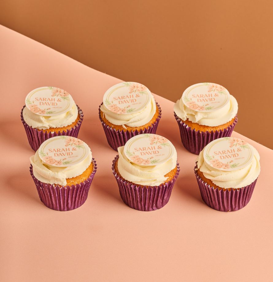 Pink Floral Wedding Cupcakes