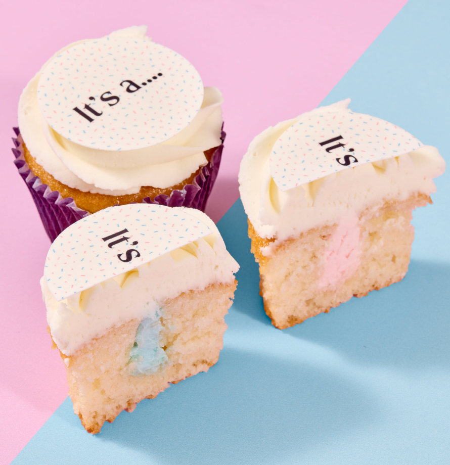 Gender Reveal Vanilla Cupcakes