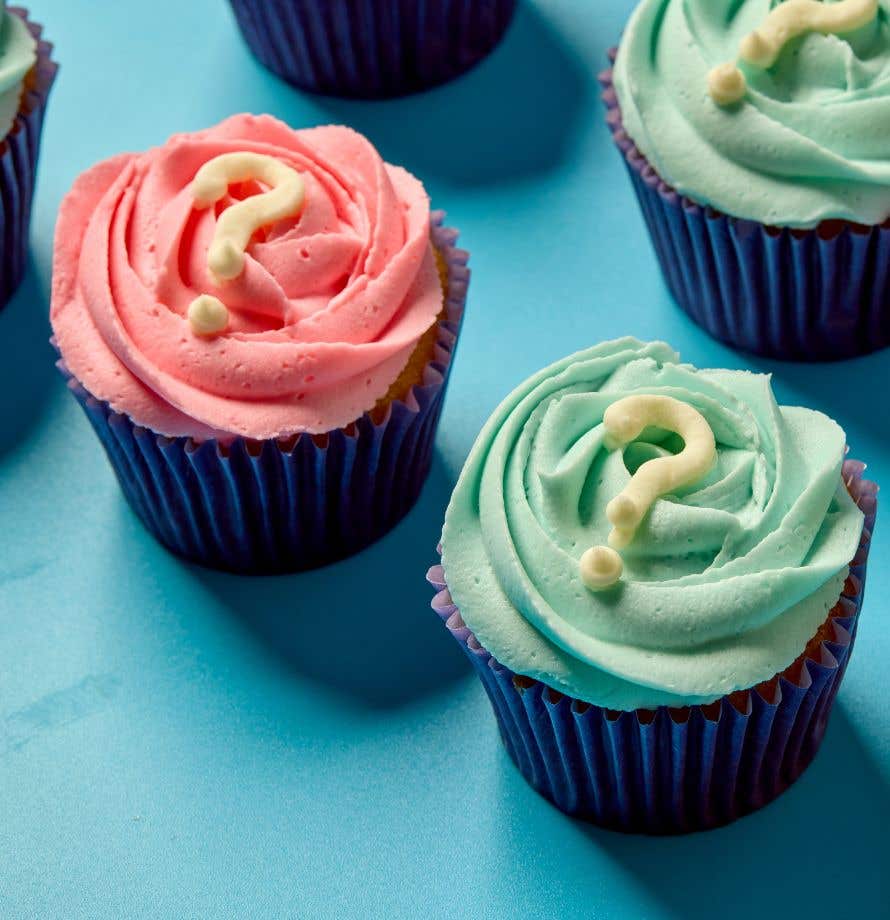 Gender Reveal Question Mark Cupcakes