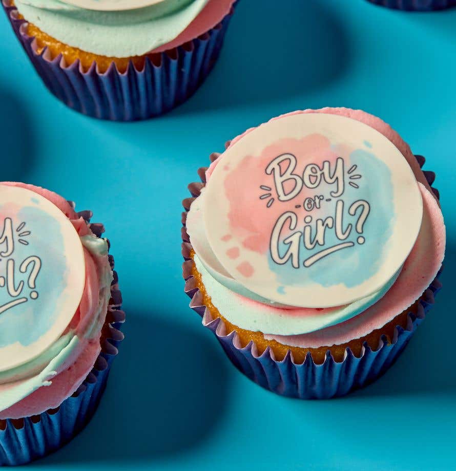 Gender Reveal Photo Cupcakes