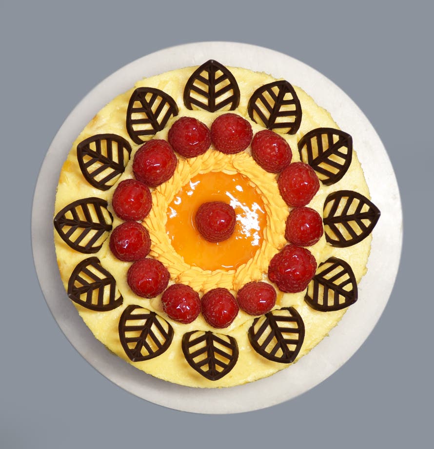 Mango & Raspberry Crown Cheesecake