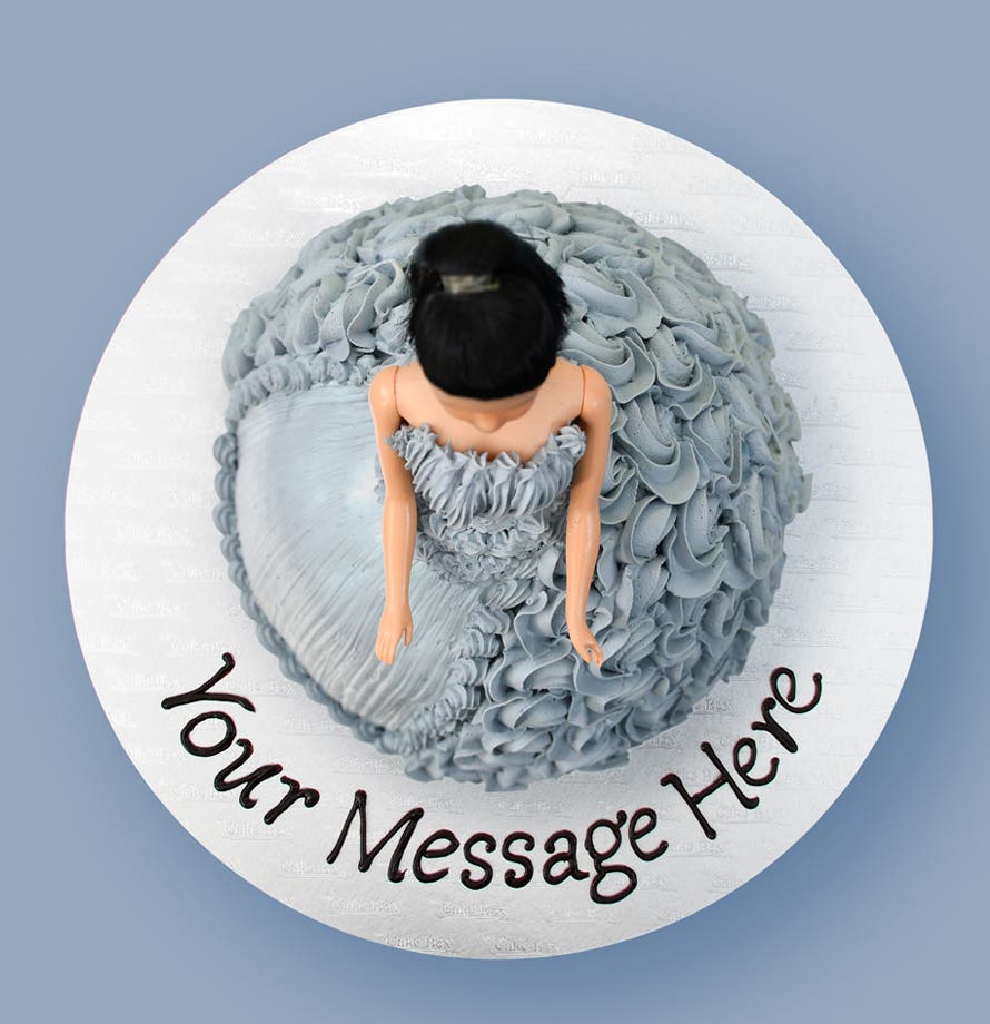 Blue-Grey Gown Doll Cake