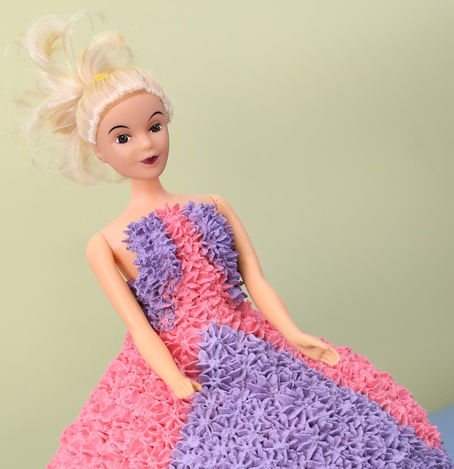 Pink And Purple Gown Doll Cake