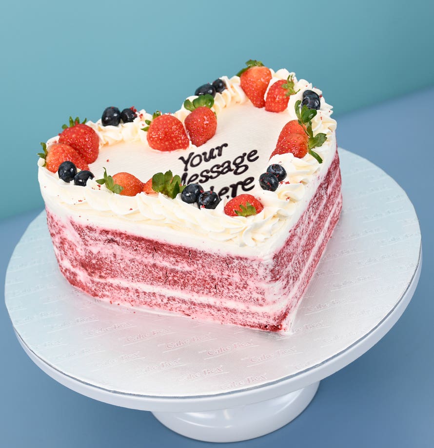 Heart Shaped Naked Berry Red Velvet Cake