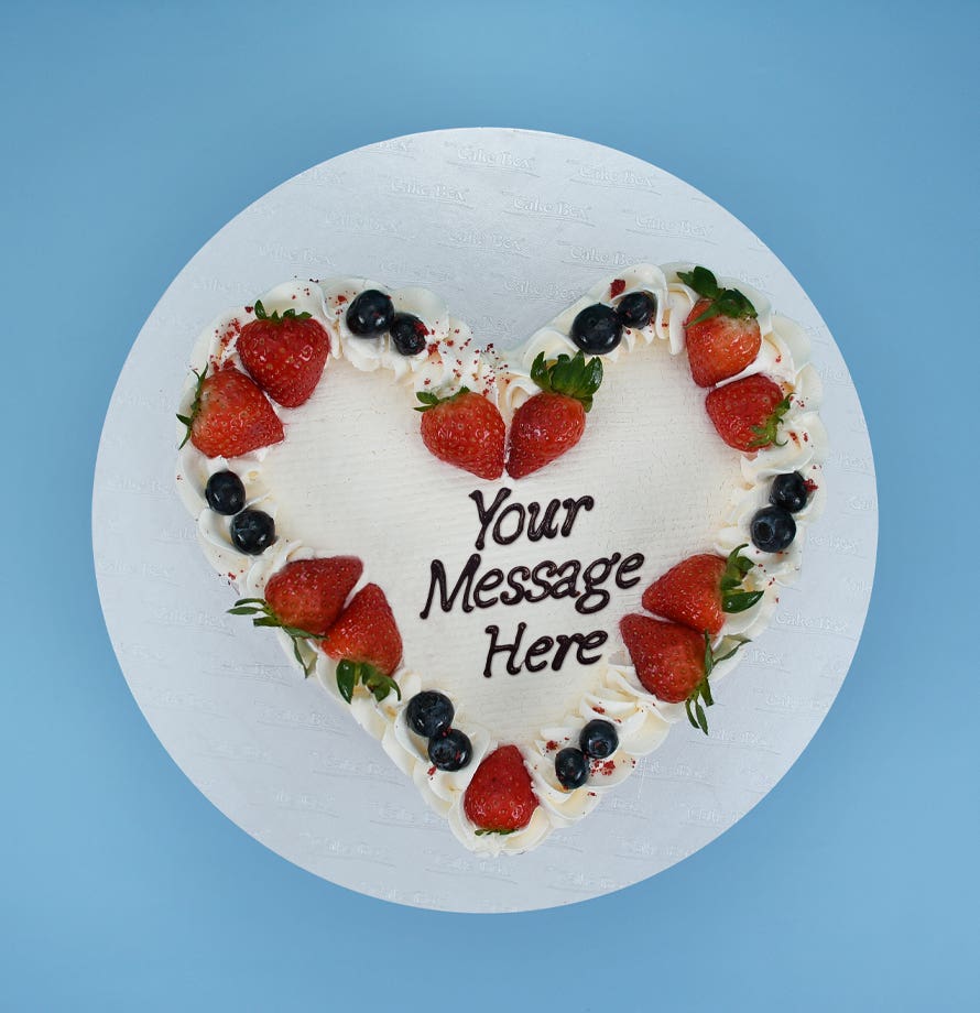 Heart Shaped Naked Berry Red Velvet Cake