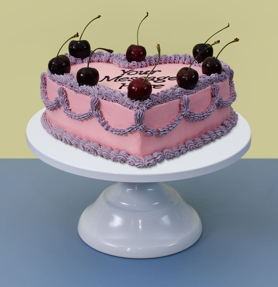 Vintage Cherry Heart Cake