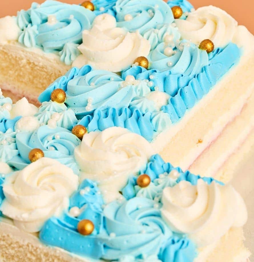 Blue Swirls Number Cake