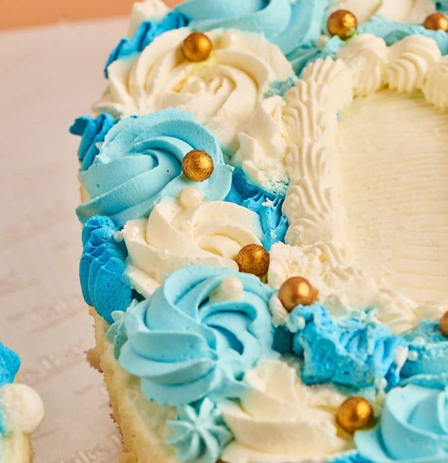 Gâteau chiffre double volutes bleues