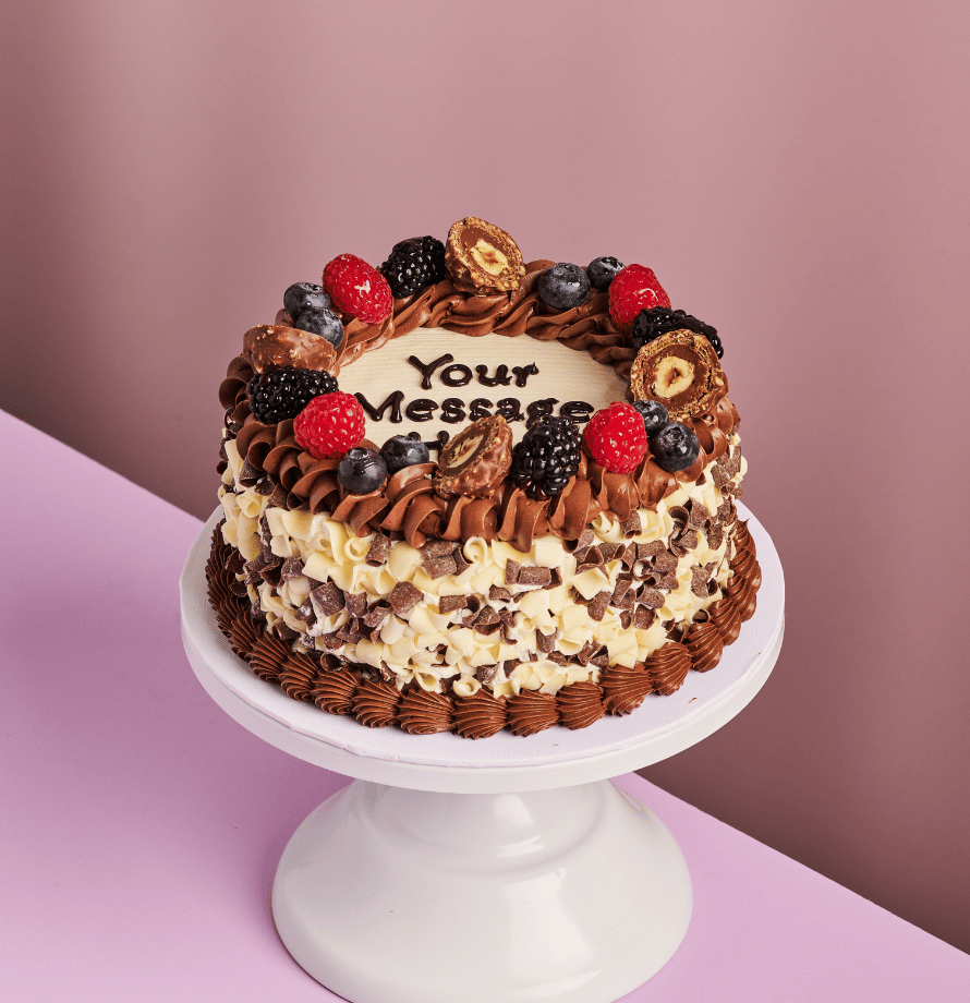 White & Milk Choc Berry Round Cake