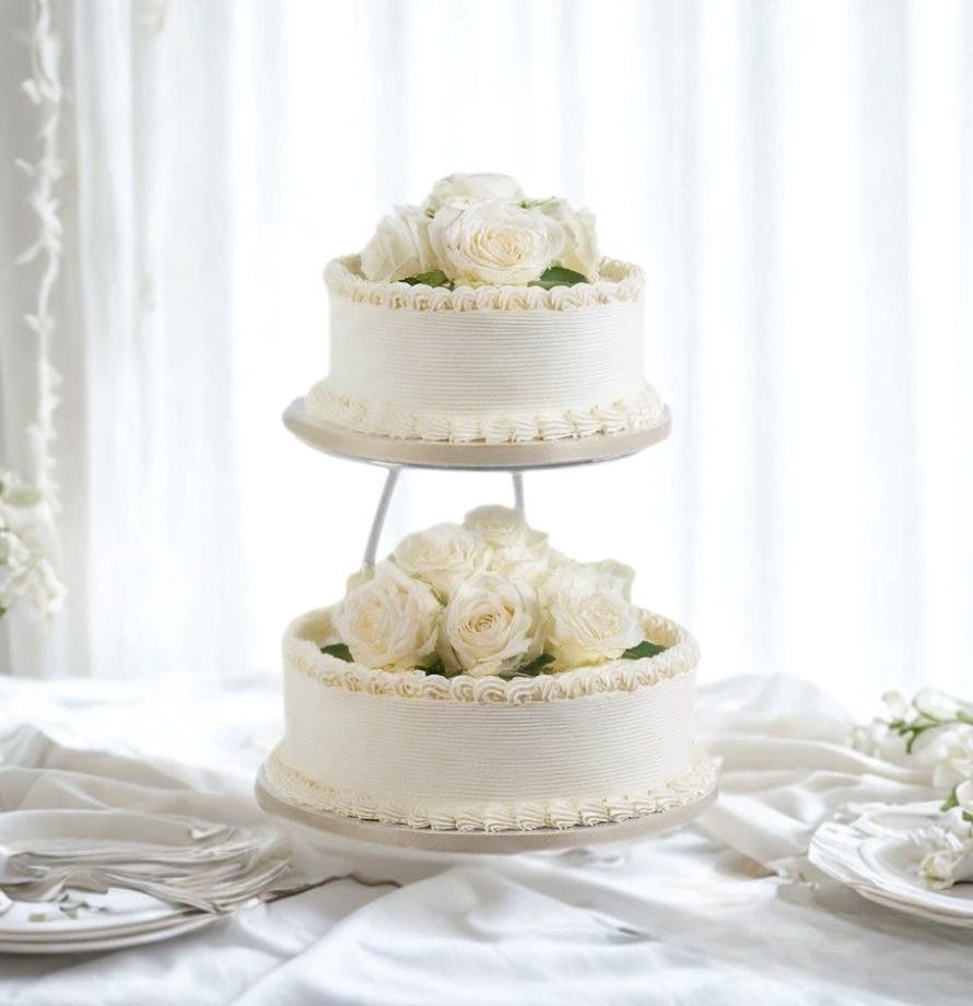 Classic Two Tier with Cream Roses