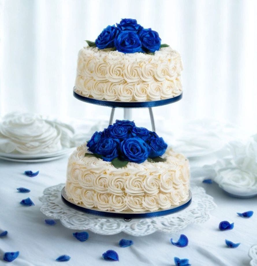 Rosette Two Tier Blue Roses
