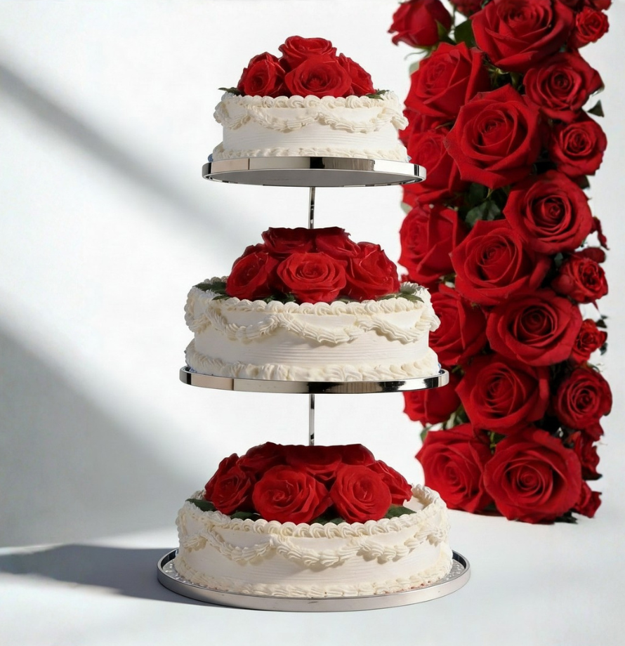 Classic Three Tier with Red Roses