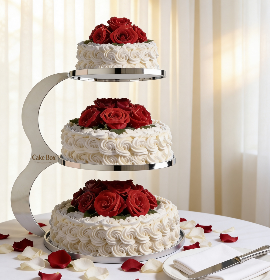 Rosette Three Tier with Red Roses