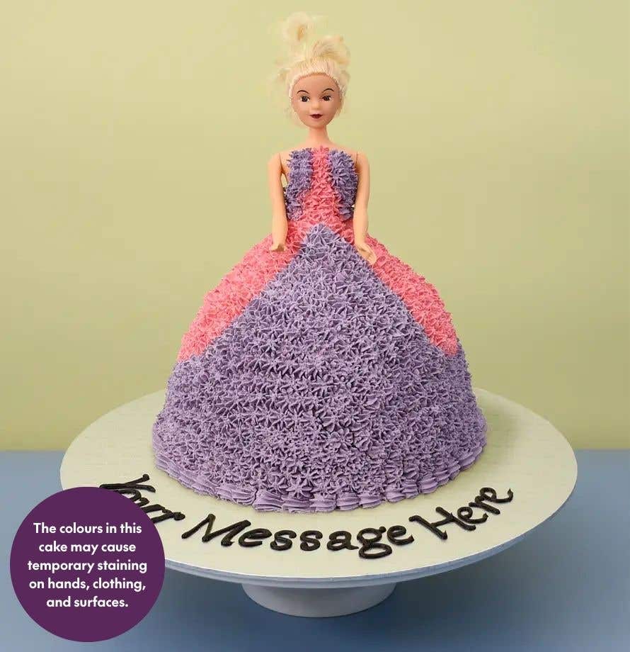 Pink And Purple Gown Doll Cake