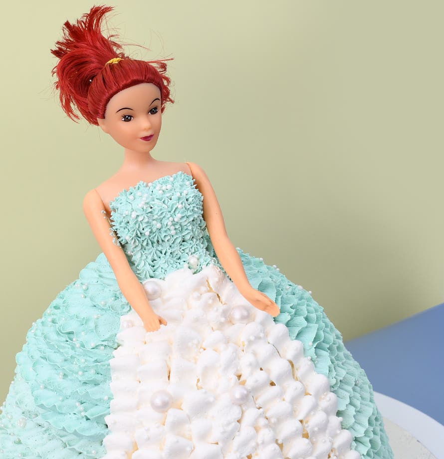 Turqoise Gown Doll Cake