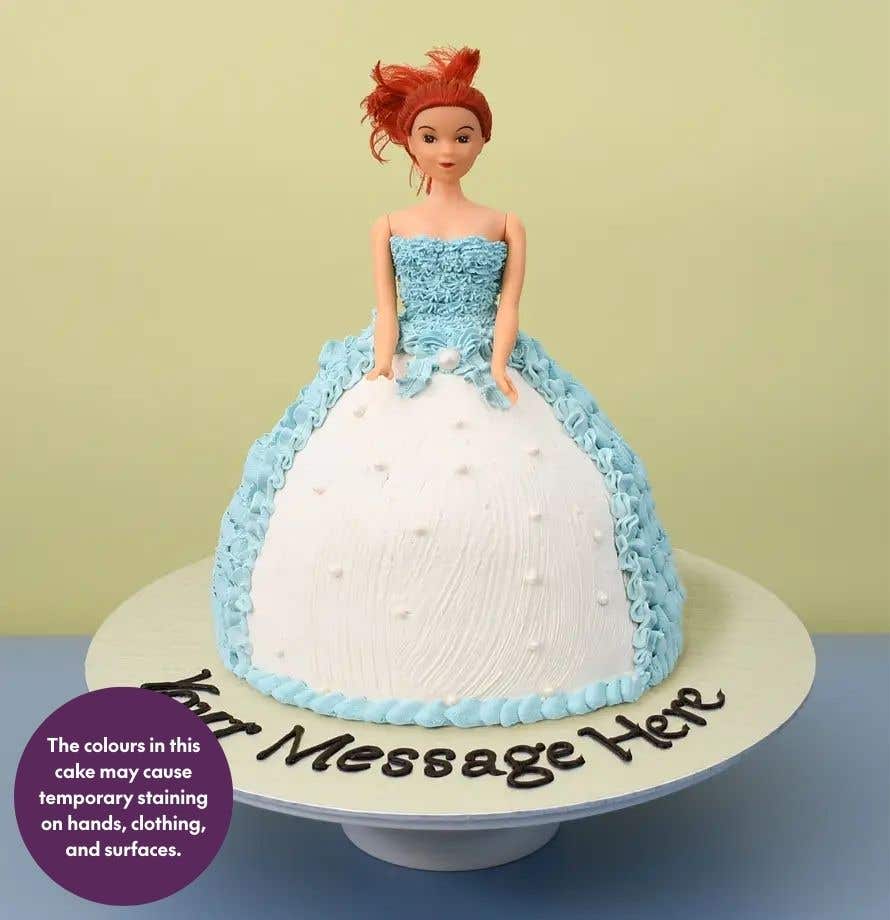 Blue Pearl Gown Doll Cake