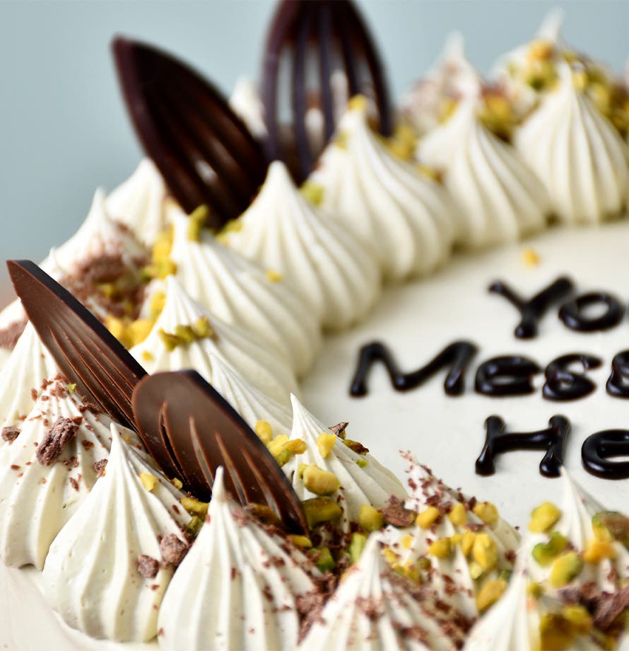 Pistachio Cream Chocolate Leaf Cake