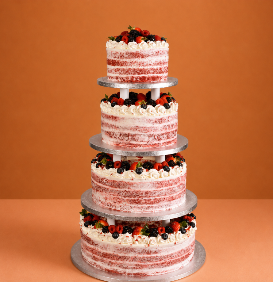 Naked Red Velvet Wedding Cake
