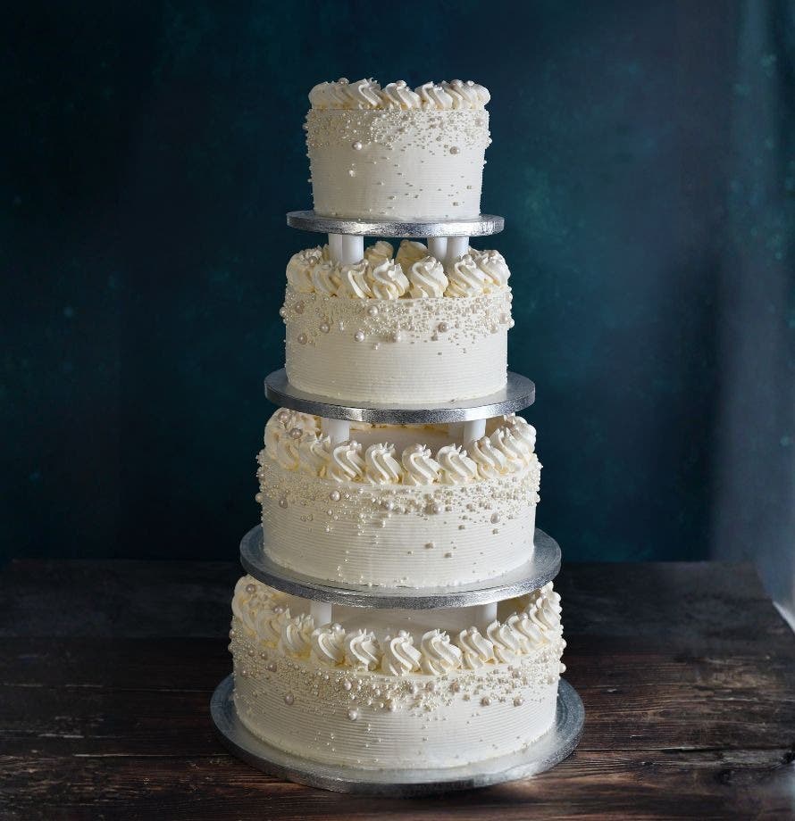 White Pearl Wedding Cake
