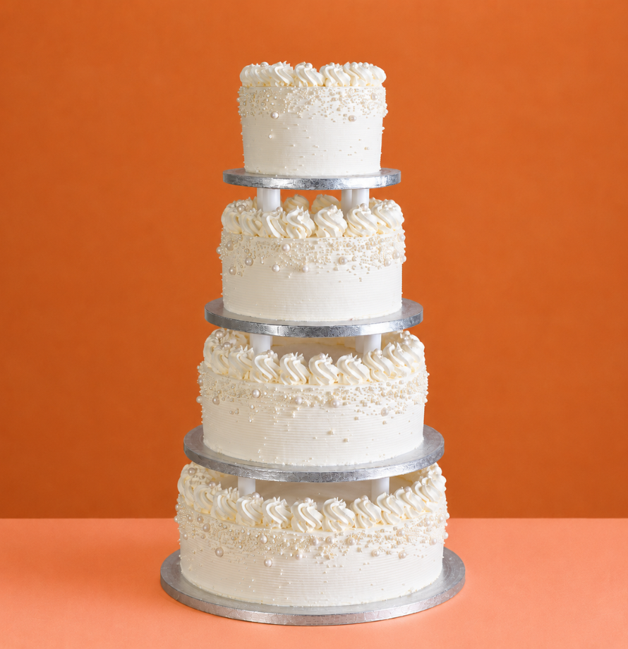 White Pearl Wedding Cake