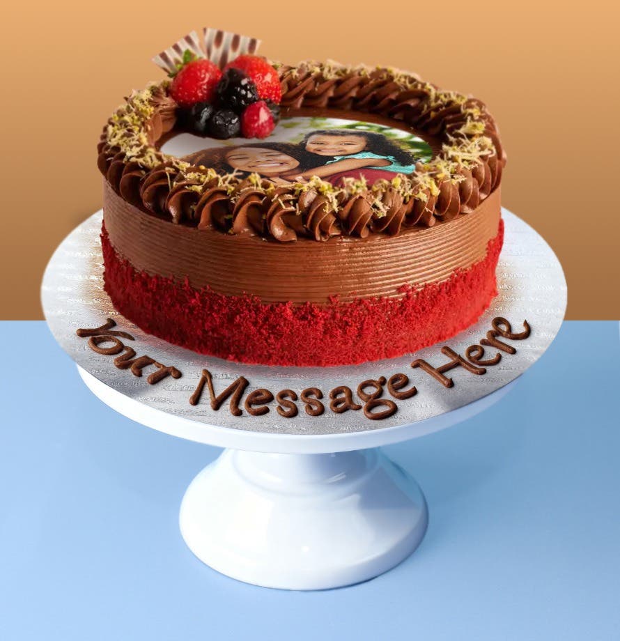 Red Velvet Dubai Chocolate Photo Cake