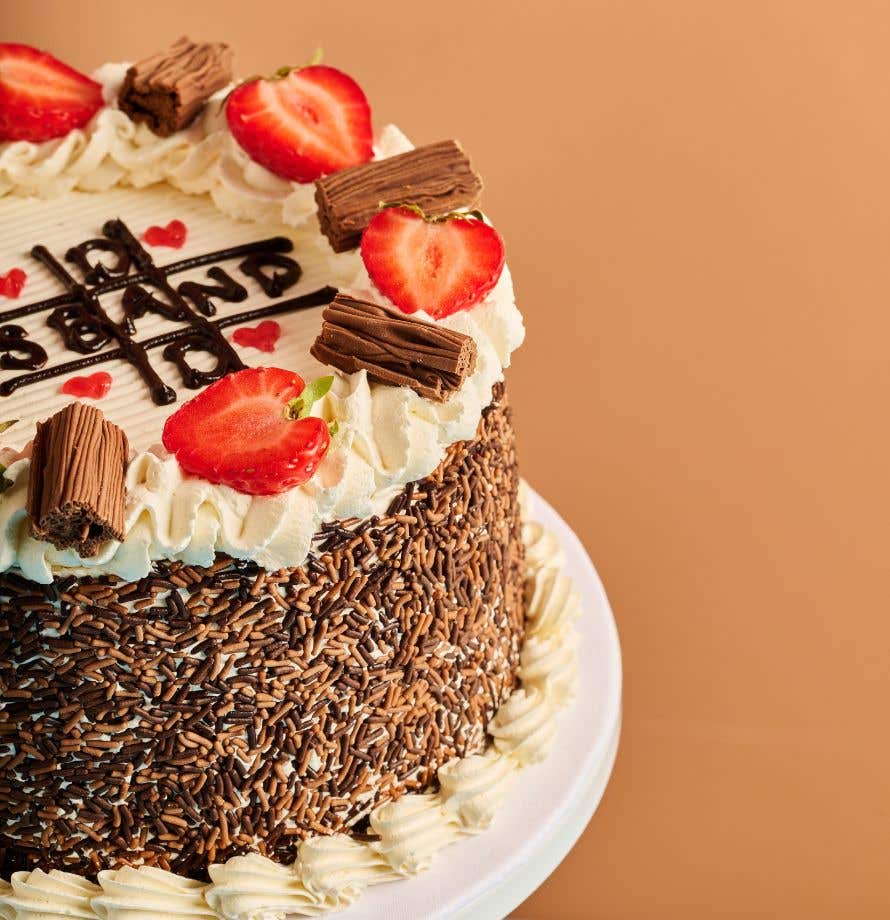 Chocolate Strawberry Flake Crossword Cake