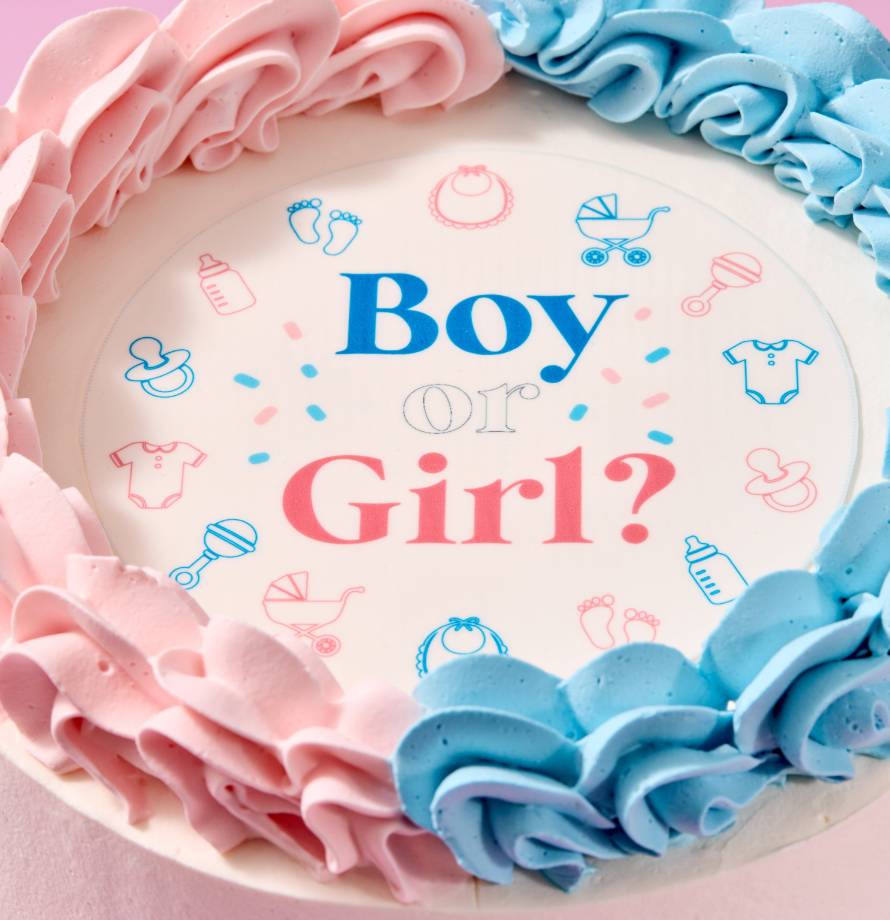 Gender Reveal Photo Cake