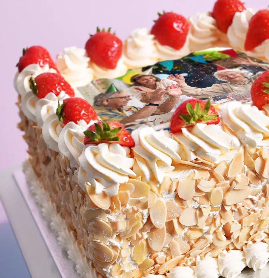 Almond & Strawberry Photo Cake