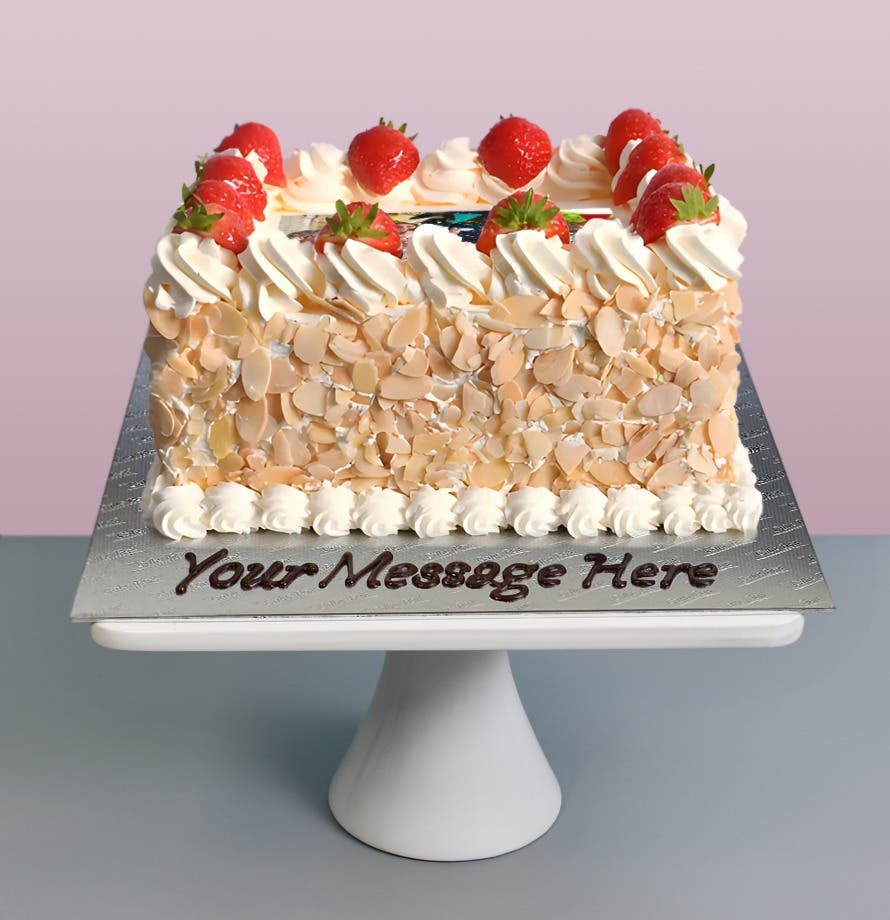 Almond & Strawberry Photo Cake