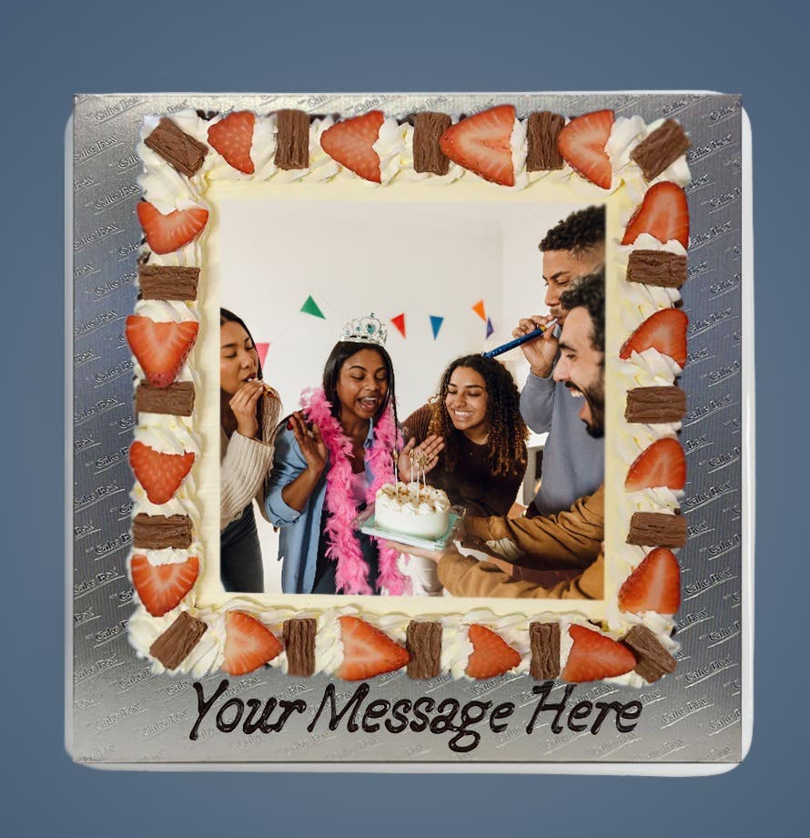 Strawberries & Flake Photo Cake