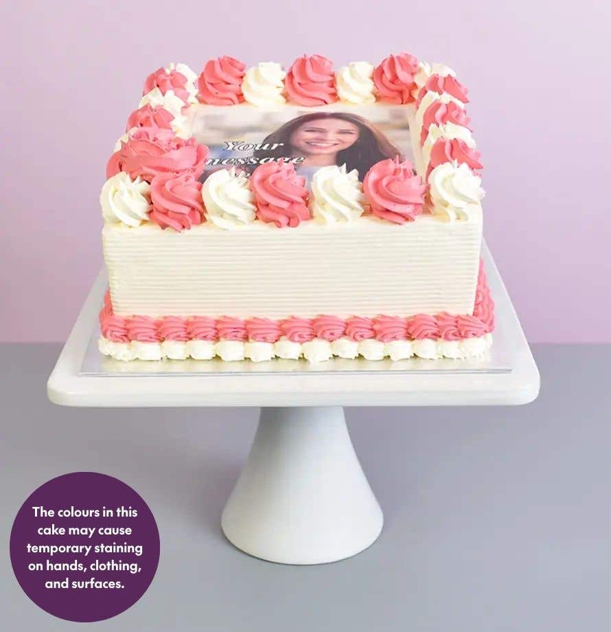 Rose Colour Theme Photo Cake