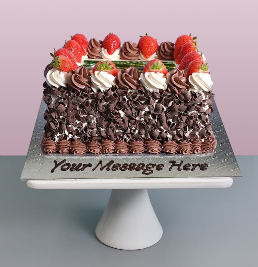 Strawberry Chocolate Curls Photo Cake