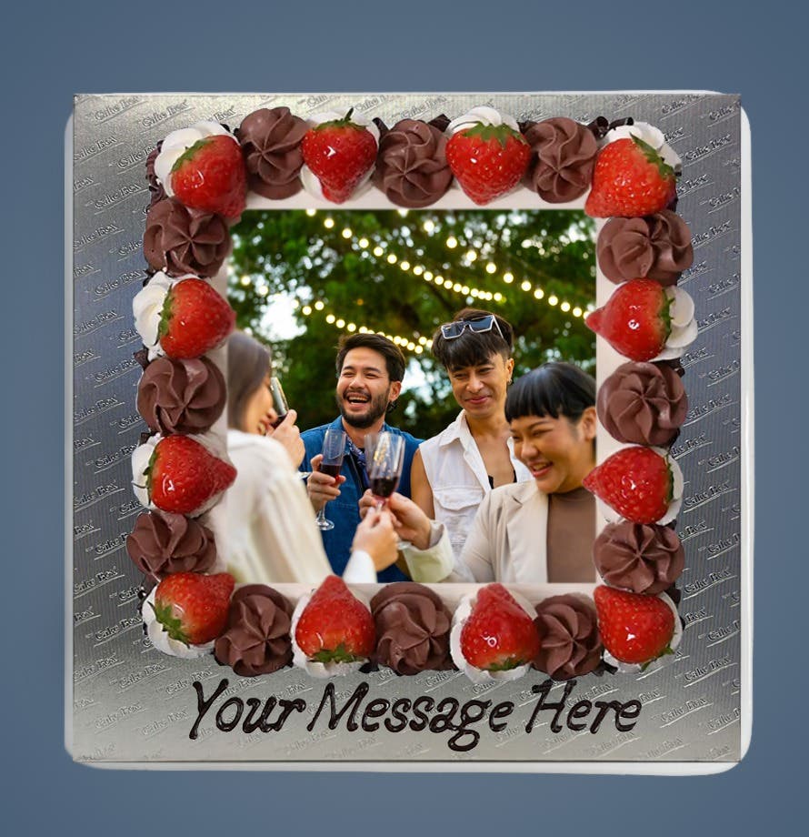 Strawberry Chocolate Curls Photo Cake