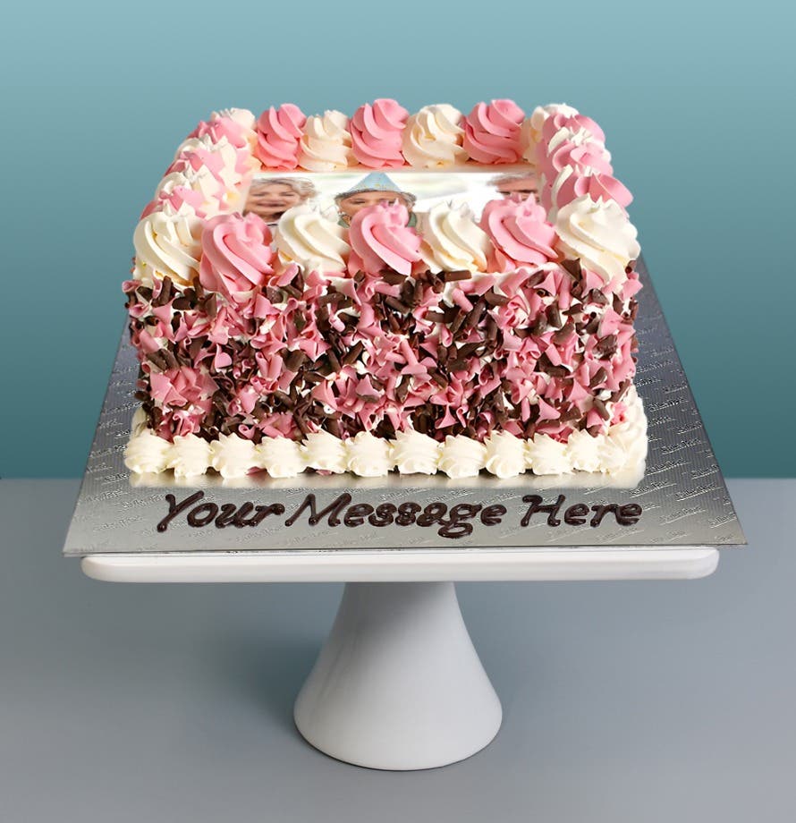 Gâteau photo Boucles Roses & Chocolat
