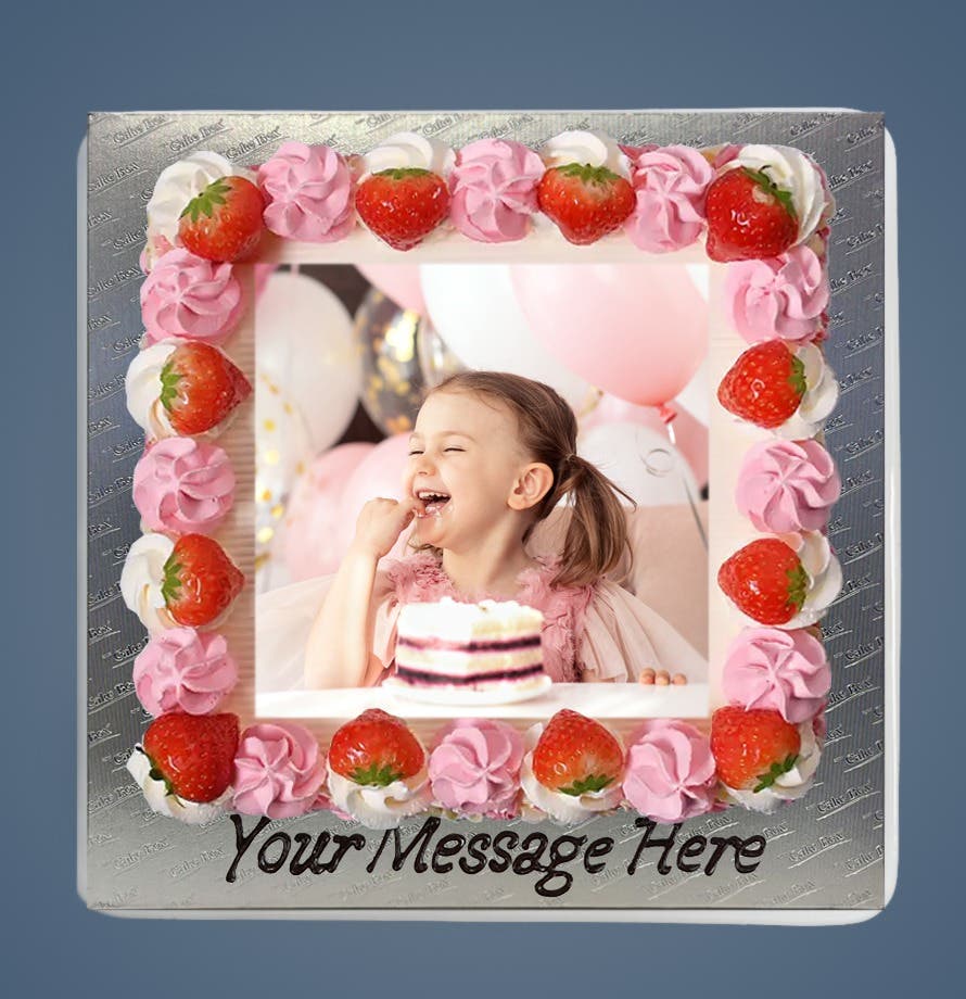 Strawberry Pink Curls Photo Cake