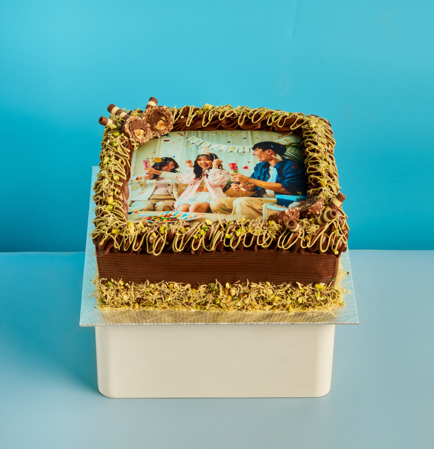 Dubai Chocolate Square Photo Cake