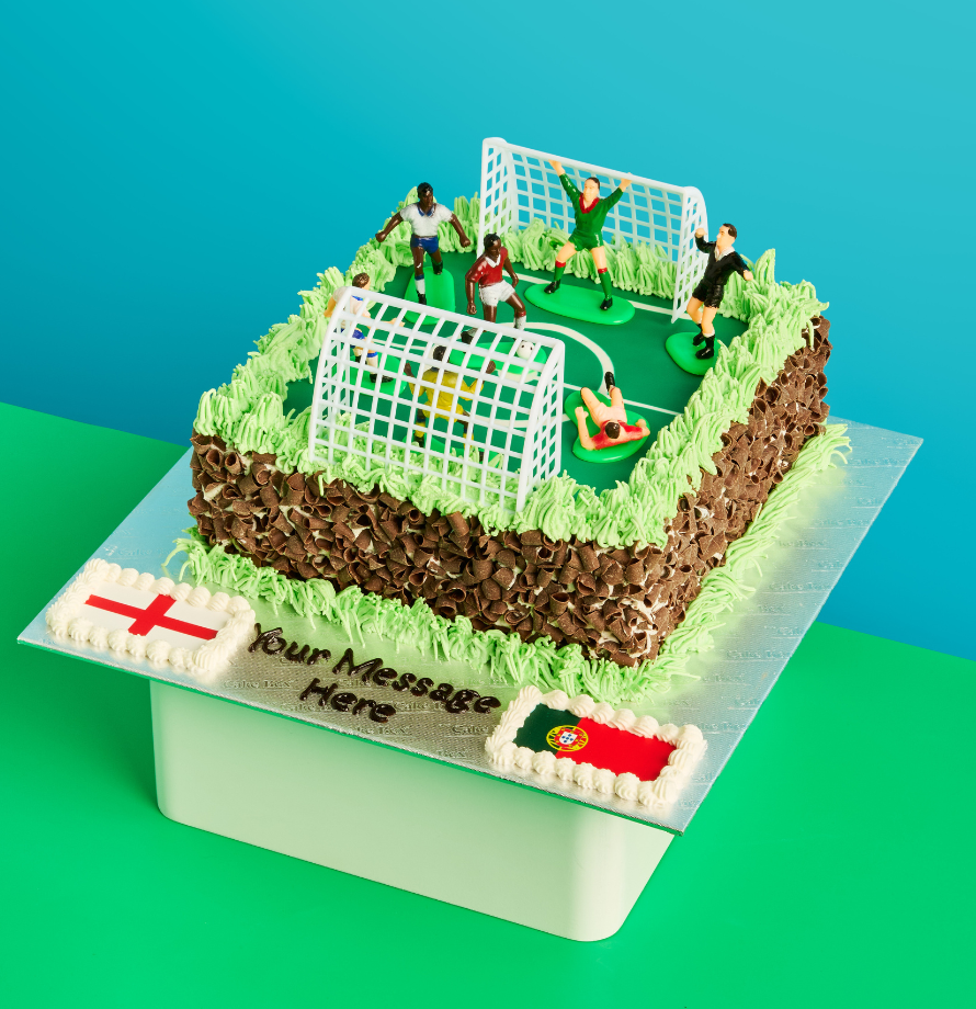 Custom Flags Football Pitch Cake