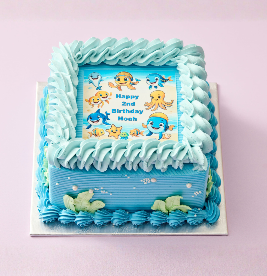 Gâteau photo sur le thème de la vie marine