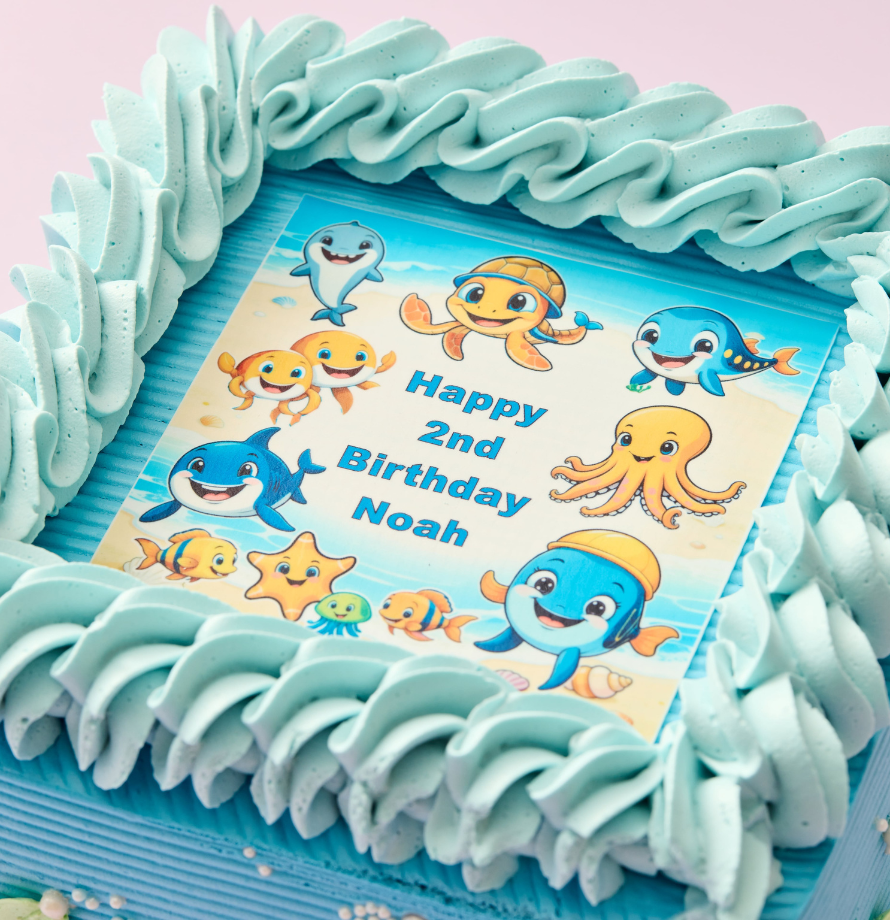Gâteau photo sur le thème de la vie marine