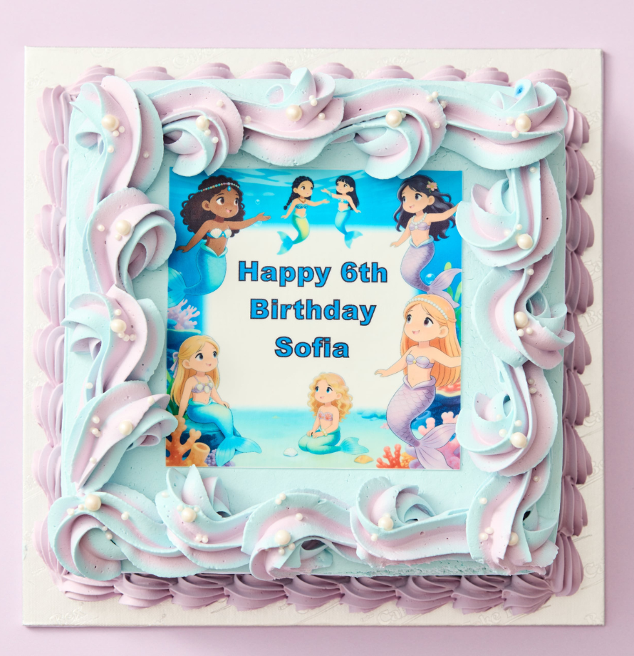 Gâteau photo sur le thème des sirènes